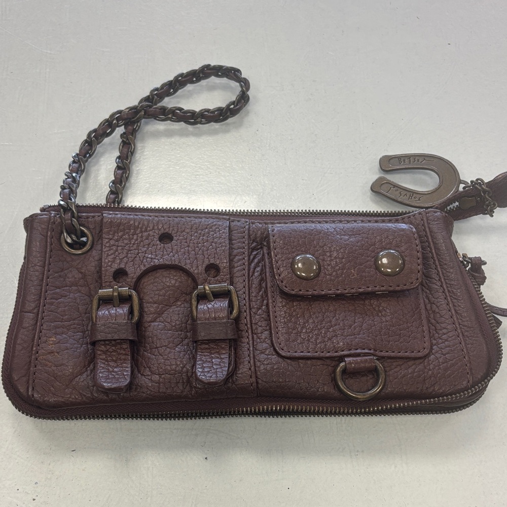 Betsey Johnson leather wristlet clutch